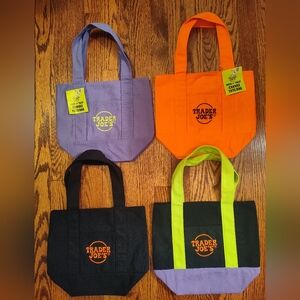 Complete Set Of 4 Trader Joe's Halloween Mini Totes Canvas Bags